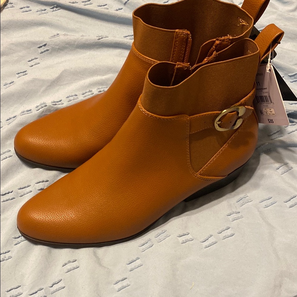 Tan Ankle Boots with Buckle